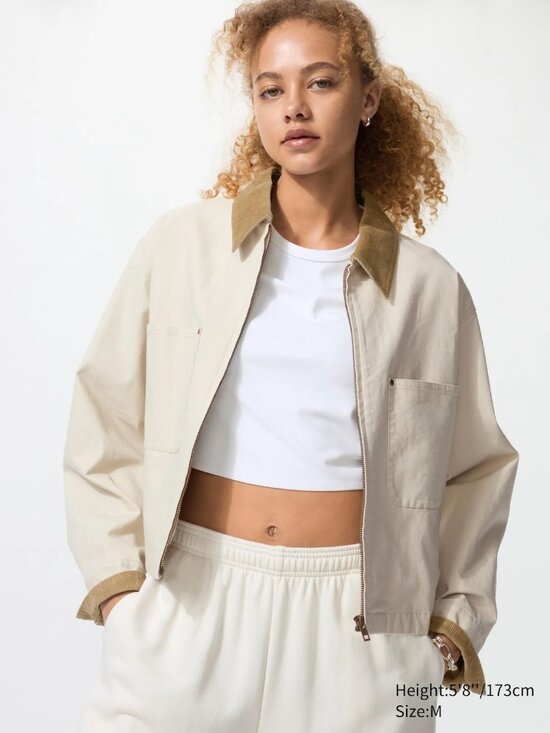 Uniqlo Jackets & Blazers - UNIQLO Zip-Up Short Jacket | Natural | Size M